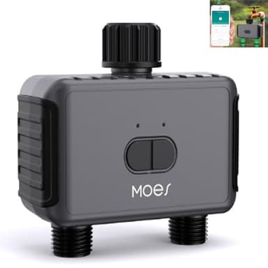 WININMETA WiFi Sprinkler Timer, Smart Water Timer for Garden Hose, Automatic Irrigation System with WiFi Hub, Up to 20 Watering Plans, APP Control, Work with Alexa and Google Assistant, 2 Outlets