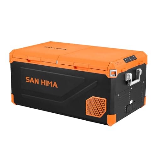 San Hima 75L Portable Camping Car Fridge, DC/AC Power Bluetooth Control Refrigerator with Double Door Detachable Lib, LG Compressor Smart Cooling & Protection -20℃~20℃, for Truck Caravan Travel Trips