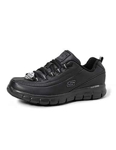 Skechers Women's Sure Track-Trickel Work Shoes, Black Leather, 10 US