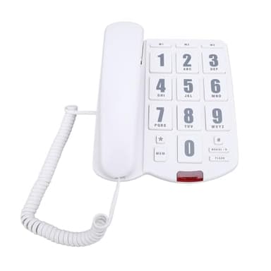 Corded Home Phone, Corded Phone with Speakerphone, Big Button Phone for Seniors, Volume Adjustable Corded Landline Telephone for Home Office (White)