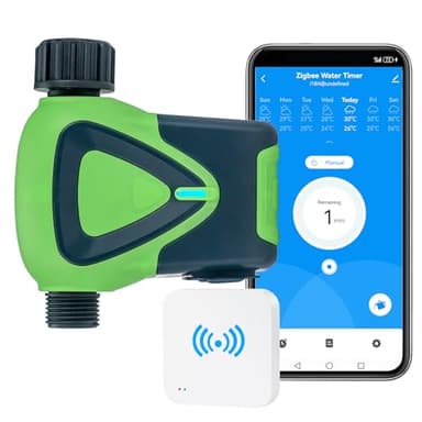 WiFi Sprinkler Timer, Smart WiFi Water Timer for Garden, Automate Water & Irrigation Hose Timer with Hub, APP & Voice Control, Remote Control Irrigation System Compatible with Alexa