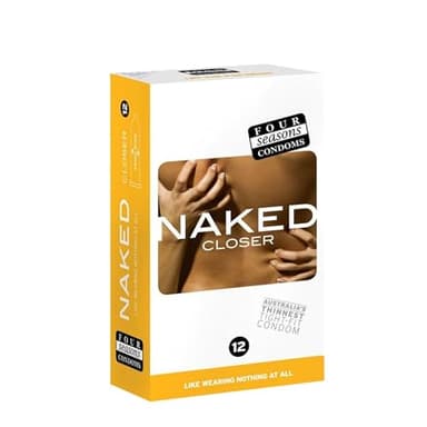 Four Seasons Naked Closer Fit Condoms (Pack of 12) - Lubricated and Tighter Fit - Nominal width 49mm