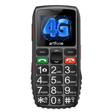 artfone 4G Big Button Phone for Elderly - C1 Senior Unlocked Simple to Use, Large Battery SOS Emergency T9 Text, USB-C (Black)