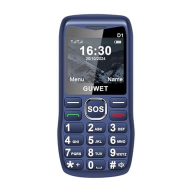 Guwet D1 Mobile Senior Mobile Phone Without Contract, Phone3, Dual SIM with Emergency Button, Pensioner Mobile Phone Large Buttons, 1600 mAh Battery, Long Standby Time, Blue