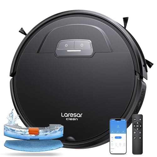 Laresar Clean Robot Vacuum, Robot Vacuum Cleaner and Mop with 4500Pa Suction, 180 Min Run Time, 3 in 1 Robot Vacuum and Mop, WiFi/APP/Alexa/Remote, Ideal for Pet Hair/Carpet/Hard Floor (Evol 3)