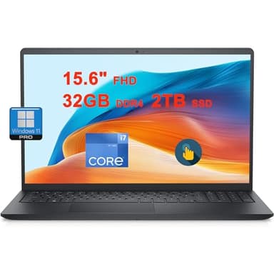 Dell Inspiron 15 3520 Business Laptop | 15.6" FHD Anti-Glare Multi-Touch | Intel 10-Core i7-1255U | 32GB DDR4 2TB SSD | FHD Camera Win11Pro Black