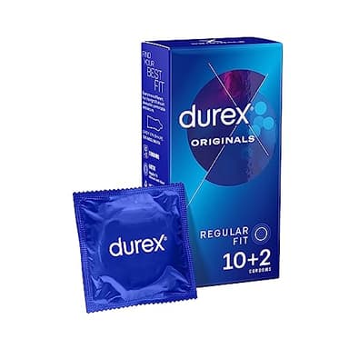 Durex Originals Latex Condoms Regular Fit, Pack Of 10 + 2 Bonus Condoms