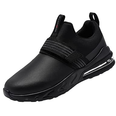 LARNMERN Women Non Slip Work Shoes Food Service Kitchen Chef Waterproof Shoe Restaurant Slip on Walking Sneakers Air Cushion Working Footwear, Black, 6.5 Wide