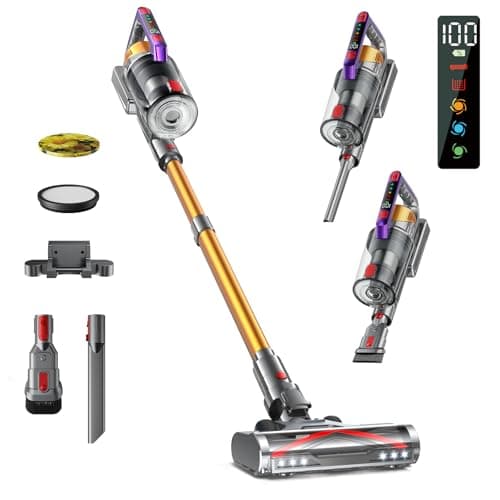 Cordless Vacuum Cleaner, 550W/45Kpa, Max 70 Mins Runtime, Self-Standing Vacuum Cleaners, Anti-Tangle Stick Vacuum with Aromatherapy, Smart Display Vacuum with 1.6L Cup for Pet Hair/Carpet/Hard Floor