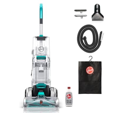 Hoover Smartwash Automatic Carpet Cleaner Upright Carpet and Upholstery Multi Surfaces, Removes Spots Spills and Tough Stains-Turquoise