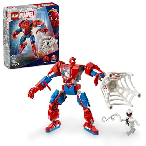 LEGO Marvel Spider-Man Mech vs. Anti-Venom Building Toy for 6+ Year Old Boys & Girls, Super Hero Construction Set with Buildable Action Figure, Spider Web & 2 Minifigures, Avengers Kids Toy 76308