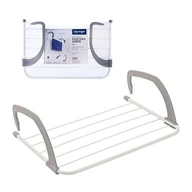 Clevinger Clothes Airer, 5 Rails Over-Door Clothes Airer, Door Hanging Laundry Drying Rack, Foldable Lightweight Over Door Window Mount Hanger Dryer Indoor & Outdoor Clothes Airer (1 Pack)