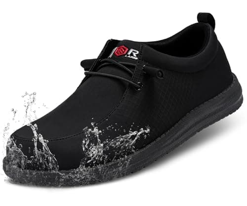 LARNMERN Steel Toe Loafers Women Lightweight Comfortable Slip On Walking Casual Flats Sneakers Work Safety Shoes, Ebony, 11