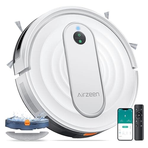 Airzeen Robot Vacuum Cleaner and Mop 4000Pa, Smart Navigation, Sweep/Vacuum/Mop 3-in-1, J10 Vacuum Robot with Auto Carpet Boost, 3-inch Slim, WiFi/APP/Alexa/Remote, for Pet Hair Hard Floor Carpet