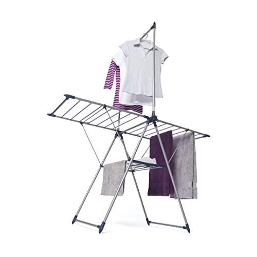 Winged Clothes Airer with Garment Rack, Drying Laundry Line Hanger - Grey