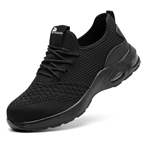 LIWEGHT Safety Shoes for Men Women Slip Resistant Steel Cap Shoes Boot Steel Toe Work Shoes Lightweight Comfortable Safety Shoe Boot for Industrial, Construction Black 40