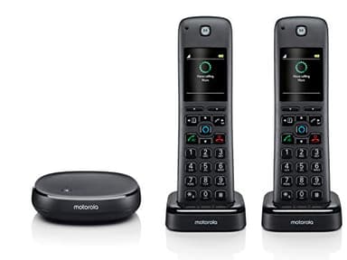 Motorola AXH02 AX Series Smart Cordless Phone and Answering System with Built-in Alexa (2 Handsets)