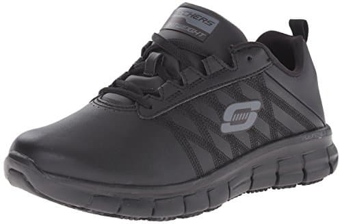 Skechers Women's Work Relaxed Fit: Sure Track Slip Resistant Sneaker, Erath - Black, US 8