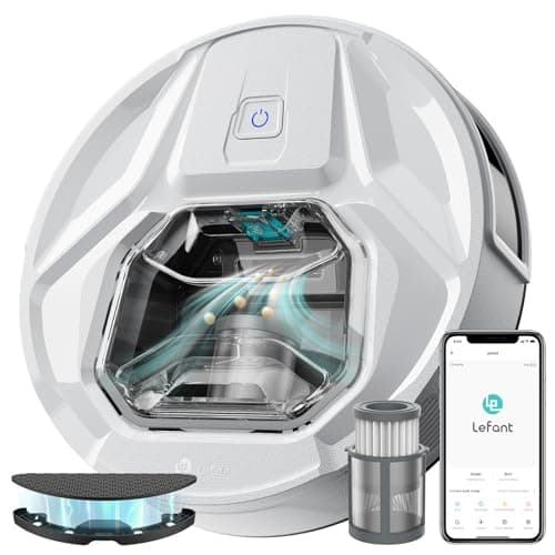 Lefant M320 Robot Vacuum Cleaner and Mopper, 6000Pa Powerful Suction, 210 Min Autonomy, Precise Navigation, 800ML Visible Trash Can, Alexa/APP, Ideal for Pet Hair