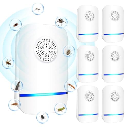 6 Packs Ultrasonic Pest Control Repeller, Electronic Pest Repellent Plug in Indoor for Insect Roaches Spider Ant Bug Rat Rodent Mouse Repellent for House Kitchen Garage Warehouse