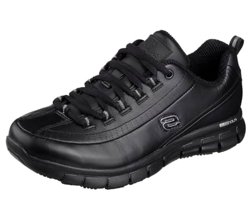 Skechers for Work Women's Sure Track Trickel Slip Resistant Work Shoe,Black,8.5 M US