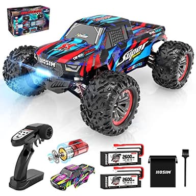 Hosim 1:10 68+ KMH Brushless RC Cars, High Speed Remote Control Car for Adults Boys, 4X4 All Terrains Waterproof Off Road Hobby Grade Large Fast Racing Buggy Toy Gift Monster Trucks Green-blue