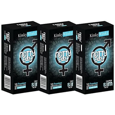 NOTTY BOY Kinkywinky Ultra Thin Condoms - Clear, More Thinner, Extra Sensitive Skin-to-skin Feel, Smooth (Pack of 30)