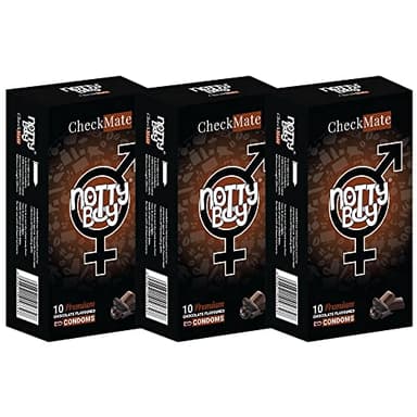 NottyBoy Checkmate Rich Chocolate Flavoured Ultra Thin Condoms for Men- 30 Count | Scented | Smooth Texture | Snug Fit | Natural Latex | Lubricated with Reservoir Tip