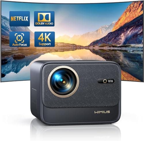 Projector【Netflix Official & Dolby Audio】 Projector 4K Auto Focus/Keystone,30000 Lumen Smart Video Projector with WiFi6 and Two-Way Bluetooth,300‘’ Full HD 1080P 60Hz for Home Theater/Outdoor/Gifts
