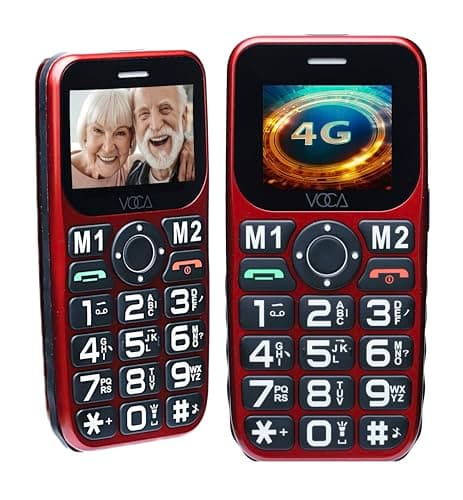 VOCA Big Button 4G Phone for Seniors Elderly | Unlocked 4G LTE | Amplified Volume | SOS Button | Speed Dial | Big Display Number | Big Button | Long Lasting | V141 (Red)