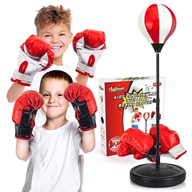 ShyLizard Punching Bag for Kids Included 2 Pack Boxing Gloves, Boxing Toys for Boys, Boxing Bag Sets with Height Adjustable Stand, Gifts for Boys & Girls Age 5,6,7,8,9,10 Years Old