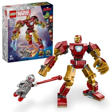 LEGO Marvel Iron Man Mech vs. Ultron Playset, Super Hero Building Toy for 6+ Year Old Boys & Girls, Avengers Set Features a Buildable Kids Toy Mech Action Figure and 2 Minifigures 76307