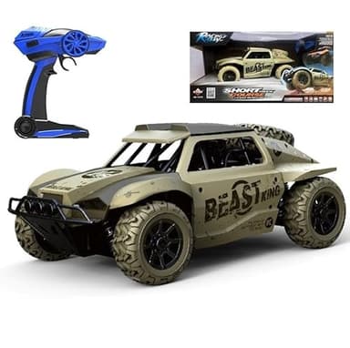 Kids Remote Control Car Army Green RC Truck 4WD 2.4Ghz Buggy Hobby Crazy Off-Road RC Racing Car Military RC Buggy Style 15-20 kmph 1:18 Scale w/Oversize Rubber Tyres!
